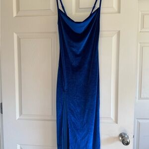 Elegant Blue Velvet Dress